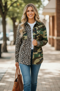 Brown Leopard Camo Patchwork Oversized Shacket