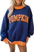 Sail Blue Polka Dot Colorblock High Neck Tunic Sweatshirt