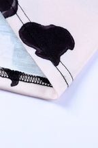 Black Western Cow Patchwork Open Front Cardigan