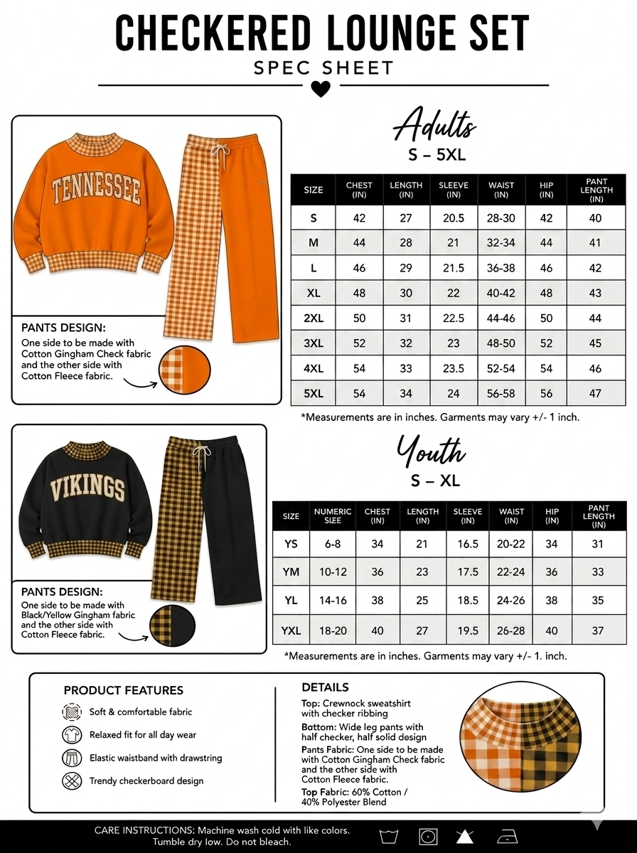 Adult & Youth Checkered Lounge Set
