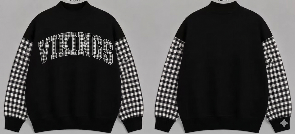 Gingham Appliqué Embroidery Sweatshirt