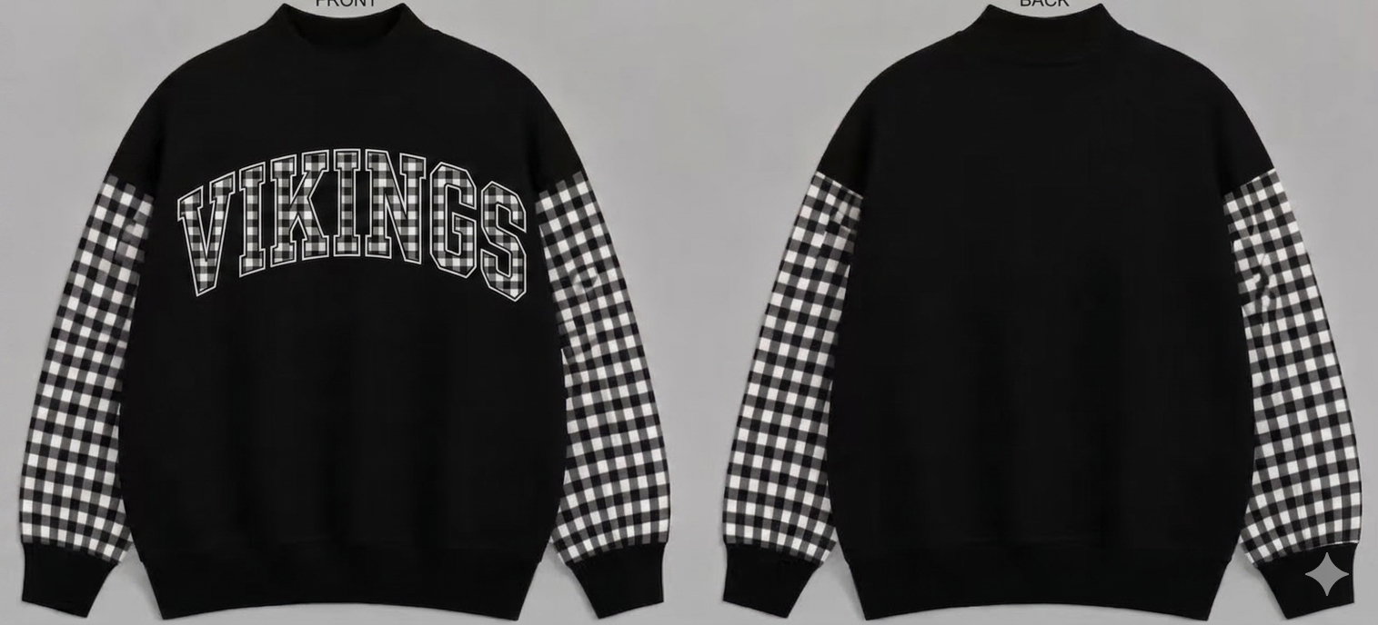 Gingham Appliqué Embroidery Sweatshirt