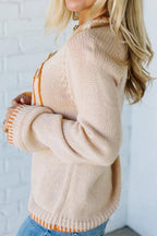 Parchment Floral Embroidery Pumpkin Long Sleeve Round Neck Sweater