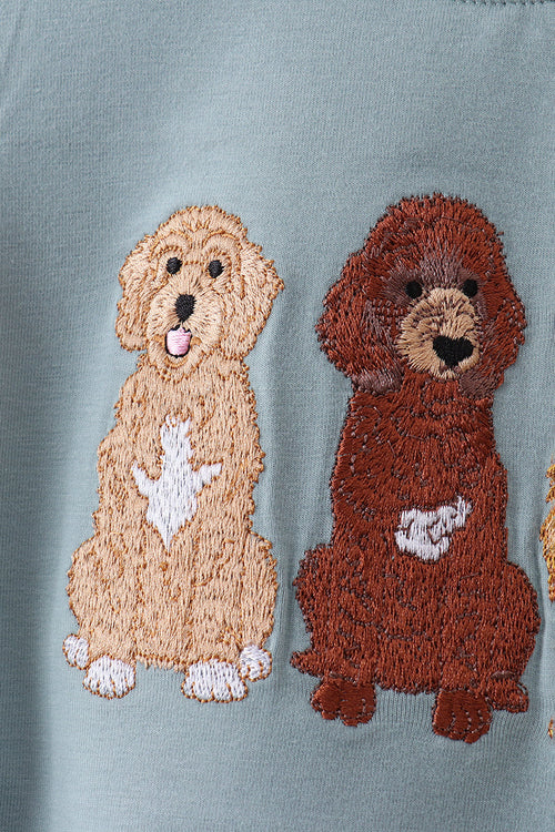 Blue gray Puppy embroidery bubble