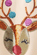 Beige reindeer sequin mom&me sweatshirt