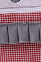 Red Alabama embroidery gingham ruffle backpack