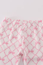 Pink bow smocked pants set