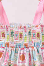 Pink enjoy beach smocked mom&me dress