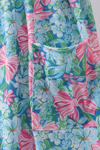 Blue I love MOMMY embroidery women dress