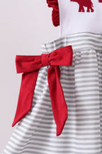 Maroon Alabama embroidery stripe ruffle pants set