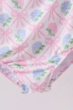 Blue bow floral women swimsuit