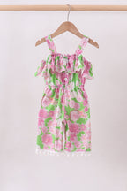 Pink floral ruffle jumpsuit