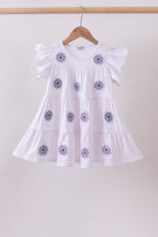 White fireworks sequin tiered ruffle dress