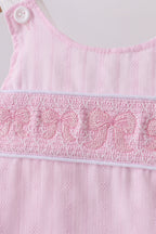 Pink bow smocked bloomer set