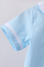Blue cross embroidery shorts set