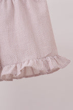 Ivory shell embroidery ruffle shorts set