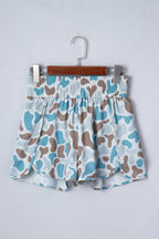 Plus Camo Print Shirred High Waist Athleisure Shorts (S-4X)