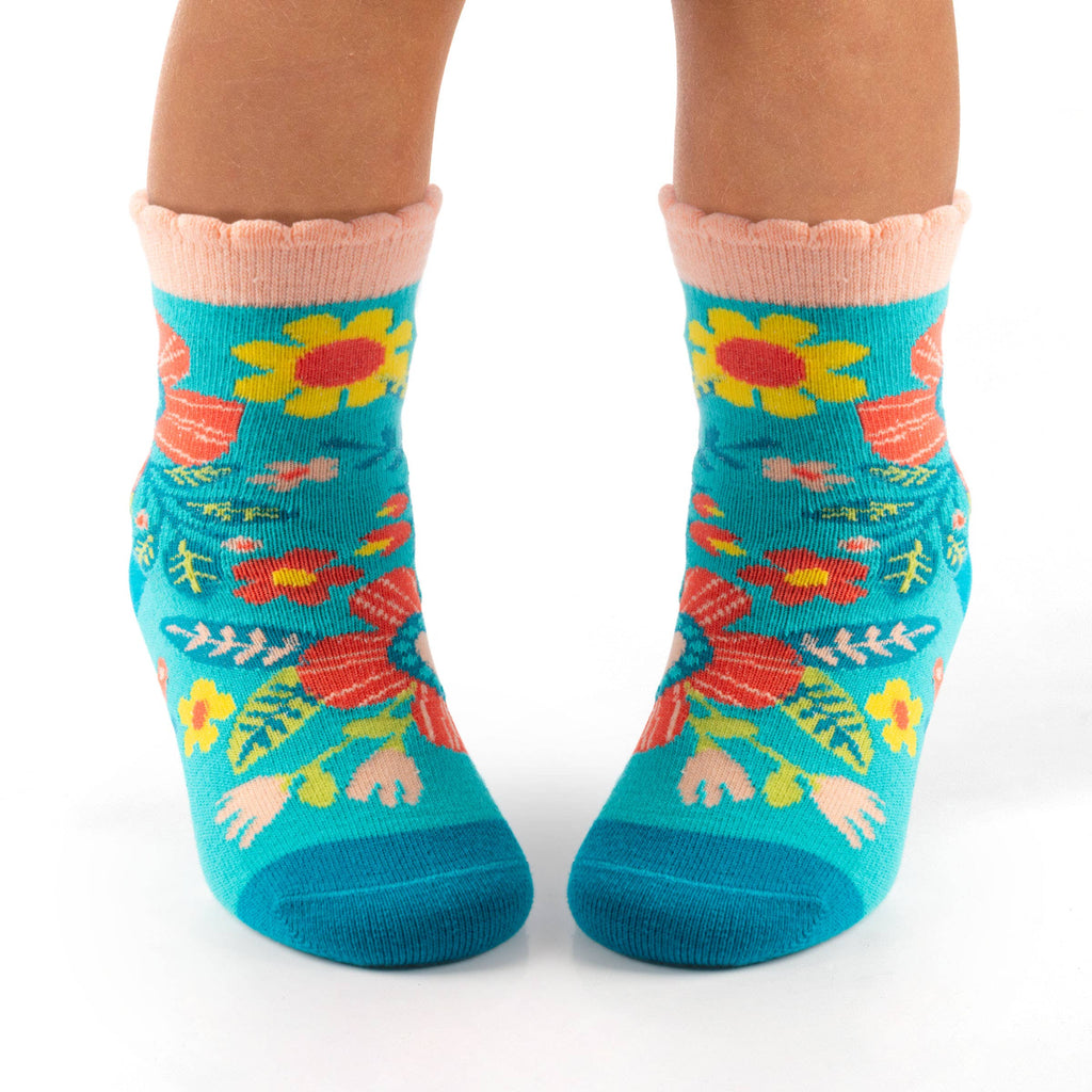 Toddler Socks Turquoise Floral