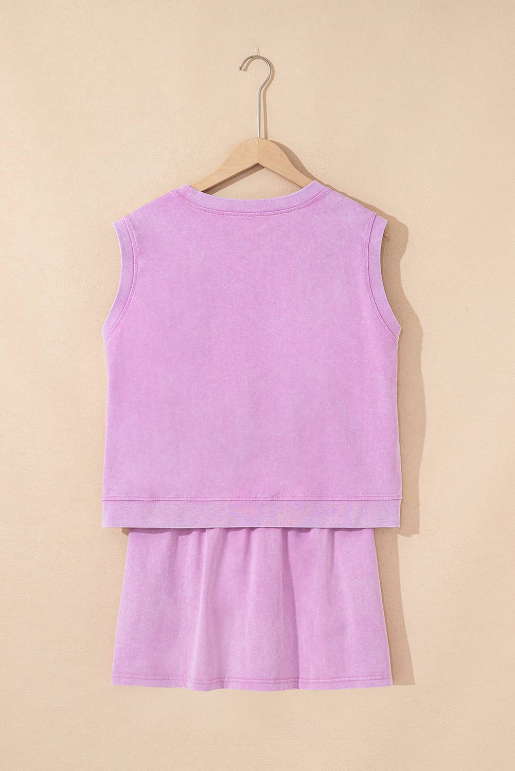 LAS Mineral-Wash Tank Top and Lined Split Skirt Set (S-XL)