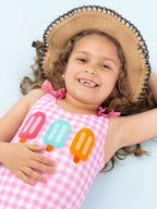 Pretty Popsicles Embroidered Gingham Ruffle Swimsuit