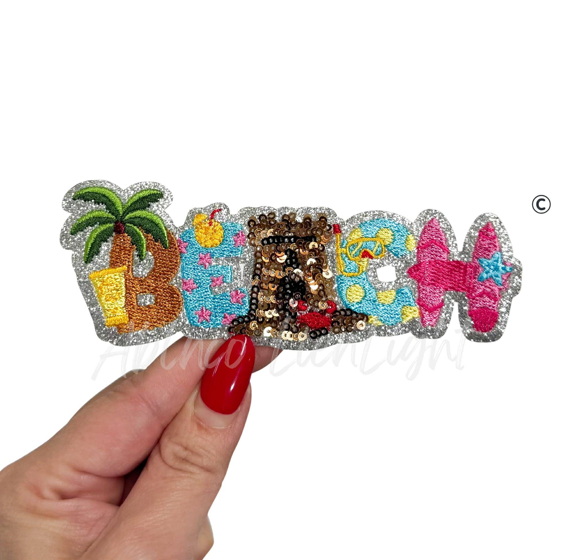 Beach Summer Sequin Embroidery Patch-Small