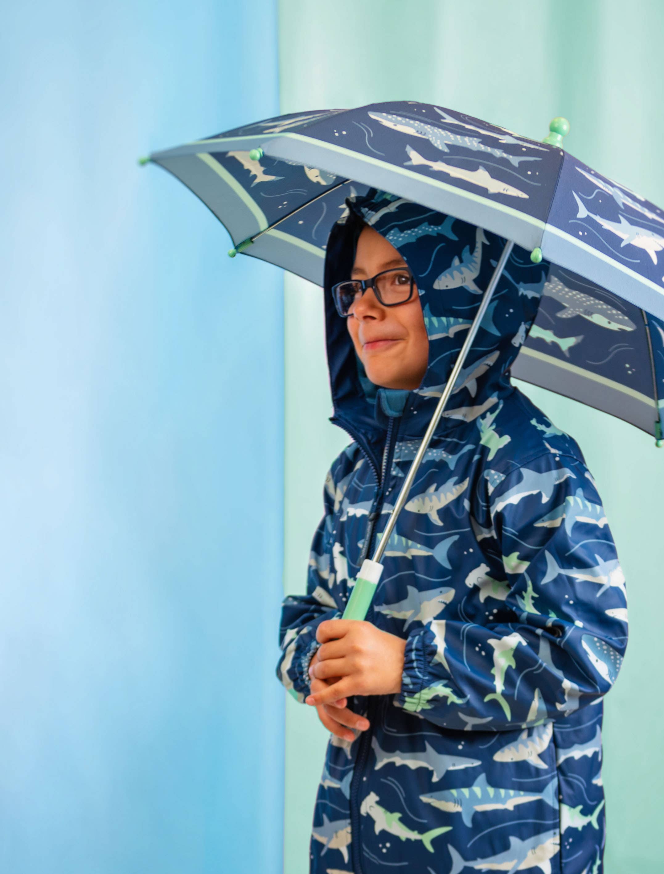 Turquoise Floral Raincoat