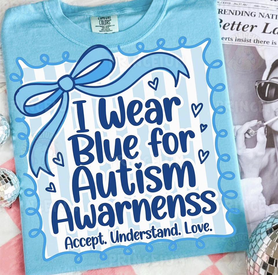 I Wear Blue for Autism Awareness Tee | Comfort Colors or Gildan