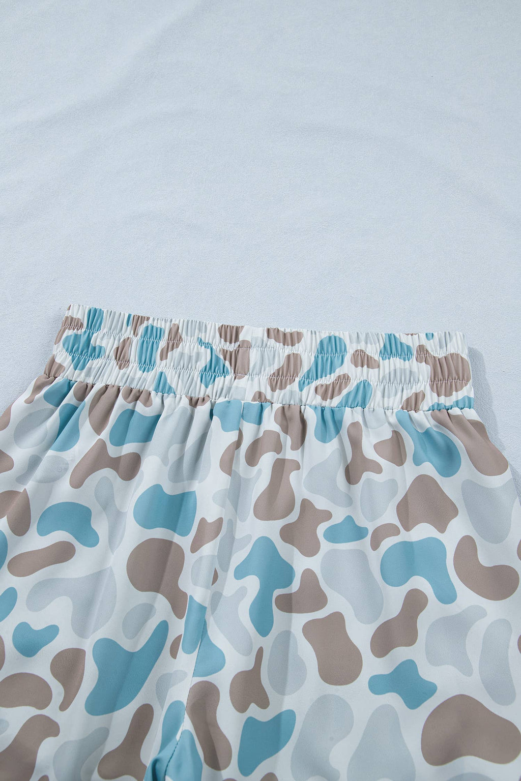 Plus Camo Print Shirred High Waist Athleisure Shorts (S-4X)
