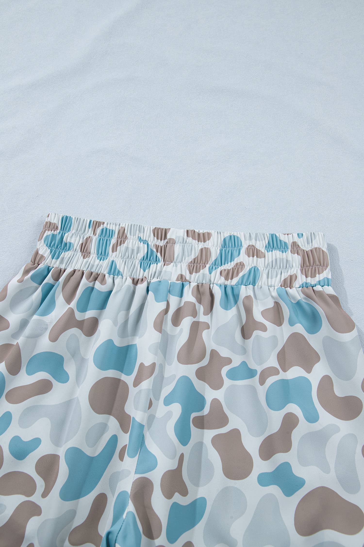 Plus Camo Print Shirred High Waist Athleisure Shorts (S-4X)