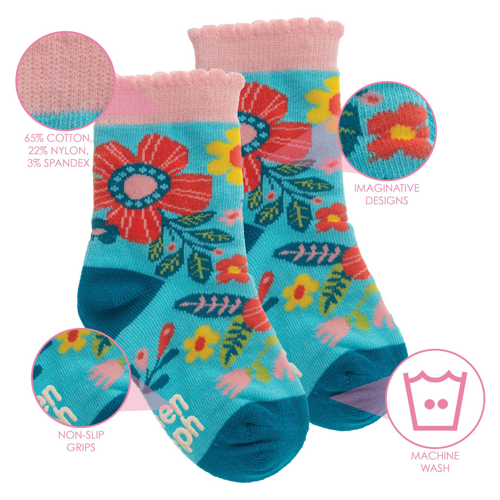 Toddler Socks Turquoise Floral