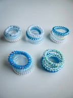 Coastal Blue & White Spiral Hair Ties