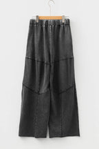Mineral Wash Tiered Wide Leg Patchwork Drawstring Pants S-4X