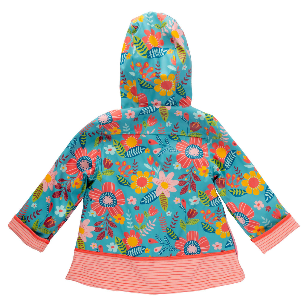 Turquoise Floral Raincoat