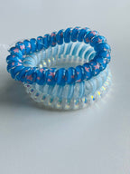 Coastal Blue & White Spiral Hair Ties