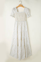 Boho Floral Print Ruffled Shirred Tiered Maxi Dress | S-XL