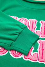 Sea Green HOLLY JOLLY Towel Embroidered Christmas Holiday Sweatshirt
