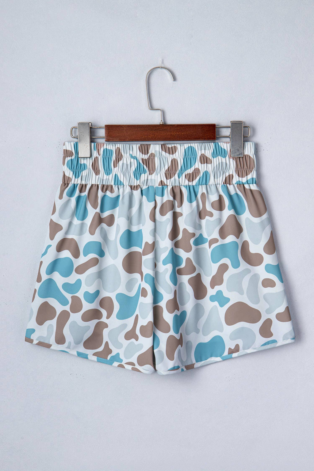 Plus Camo Print Shirred High Waist Athleisure Shorts (S-4X)