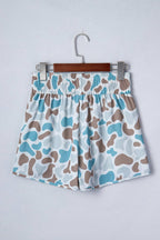 Plus Camo Print Shirred High Waist Athleisure Shorts (S-4X)
