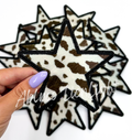 Brown cow print star glitter trucker hat patch iron on