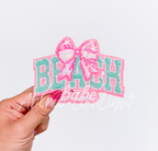 Pink Bow Beach Babe Summer Sequin Patch 